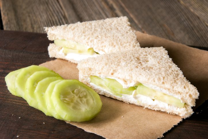 plant-based cream cheese and cucumber sandwiches