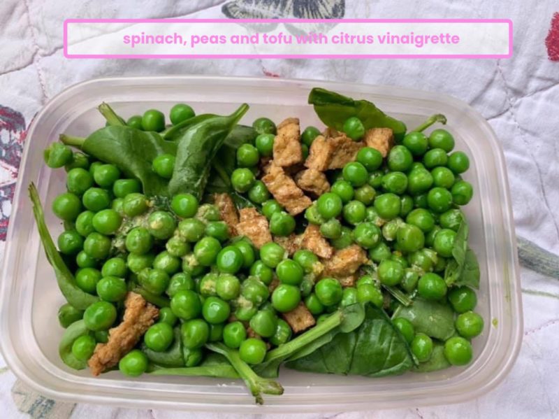 Spinach, Peas and Tofu with Citrus Vinaigrette by Percy
