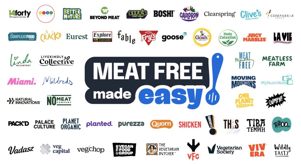 Meat Free Made Easy logo in the middle of partner logos